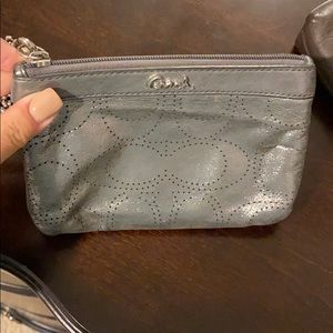 Silver Coach Wristlet